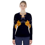 Digital Illusion V-Neck Long Sleeve Top