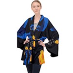 Digital Illusion Long Sleeve Velvet Kimono 