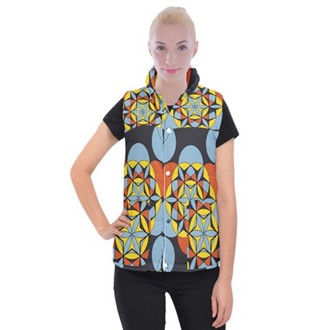 Abstract pattern geometric backgrounds   Women s Button Up Vest from ArtsNow.com