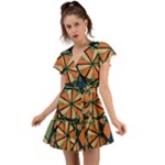 Abstract pattern geometric backgrounds   Flutter Sleeve Wrap Dress