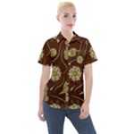 Floral pattern paisley style  Women s Short Sleeve Pocket Shirt