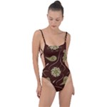 Floral pattern paisley style  Tie Strap One Piece Swimsuit