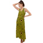 Floral pattern paisley style  V-Neck Chiffon Maxi Dress