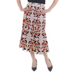 Floral folk damask pattern  Midi Mermaid Skirt