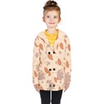 Folk flowers print Floral pattern Ethnic art Kids  Double Breasted Button Coat