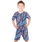 3d Lovely Geo Lines 2 Kids  Tee and Shorts Set