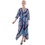 3d Lovely Geo Lines 2 Quarter Sleeve Wrap Front Maxi Dress