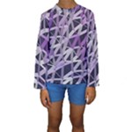 3d Lovely Geo Lines  Iv Kids  Long Sleeve Swimwear