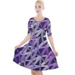 3d Lovely Geo Lines  Iv Quarter Sleeve A-Line Dress