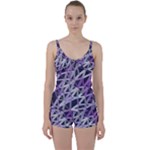 3d Lovely Geo Lines  Iv Tie Front Two Piece Tankini