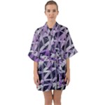 3d Lovely Geo Lines  Iv Half Sleeve Satin Kimono 