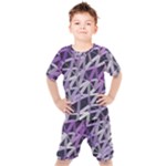 3d Lovely Geo Lines  Iv Kids  Tee and Shorts Set