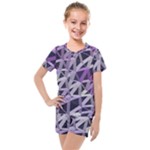 3d Lovely Geo Lines  Iv Kids  Mesh Tee and Shorts Set