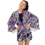 3d Lovely Geo Lines  Iv Long Sleeve Kimono