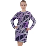 3d Lovely Geo Lines  Iv Long Sleeve Hoodie Dress