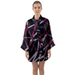 3d Lovely Geo Lines Iii Long Sleeve Satin Kimono