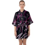 3d Lovely Geo Lines Iii Half Sleeve Satin Kimono 