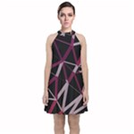 3d Lovely Geo Lines Iii Velvet Halter Neckline Dress 