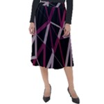 3d Lovely Geo Lines Iii Classic Velour Midi Skirt 