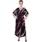 3d Lovely Geo Lines Iii V-Neck Boho Style Maxi Dress