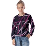 3d Lovely Geo Lines Iii Kids  Long Sleeve Tee with Frill 