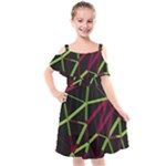 3D Lovely GEO Lines X Kids  Cut Out Shoulders Chiffon Dress