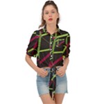 3D Lovely GEO Lines X Tie Front Shirt 