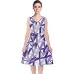 3D Lovely GEO Lines X V-Neck Midi Sleeveless Dress 