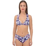 3D Lovely GEO Lines X Double Strap Halter Bikini Set