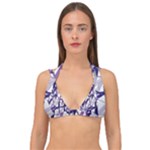 3D Lovely GEO Lines X Double Strap Halter Bikini Top