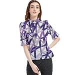 3D Lovely GEO Lines X Frill Neck Blouse
