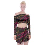 3D Lovely GEO Lines XI Off Shoulder Top with Mini Skirt Set