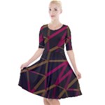 3D Lovely GEO Lines XI Quarter Sleeve A-Line Dress