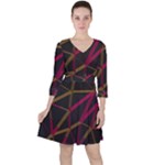 3D Lovely GEO Lines XI Quarter Sleeve Ruffle Waist Dress