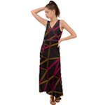 3D Lovely GEO Lines XI V-Neck Chiffon Maxi Dress