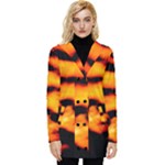 Orange Waves Abstract Series No2 Button Up Hooded Coat 