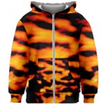 Orange Waves Abstract Series No2 Kids  Zipper Hoodie Without Drawstring