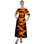 Orange Waves Abstract Series No2 Shoulder Straps Boho Maxi Dress 