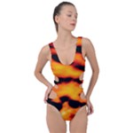 Orange Waves Abstract Series No2 Side Cut Out Swimsuit