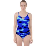 Blue Waves Abstract Series No11 Cut Out Top Tankini Set