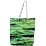 Green  Waves Abstract Series No13 Full Print Rope Handle Tote (Large)