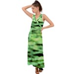 Green  Waves Abstract Series No13 V-Neck Chiffon Maxi Dress