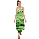 Green  Waves Abstract Series No13 Halter Tie Back Dress 