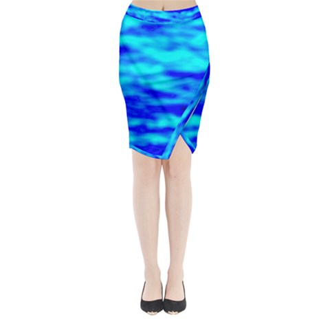 Blue Waves Abstract Series No12 Midi Wrap Pencil Skirt from ArtsNow.com