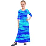 Blue Waves Abstract Series No12 Kids  Quarter Sleeve Maxi Dress