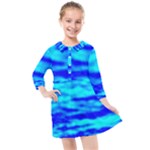 Blue Waves Abstract Series No12 Kids  Quarter Sleeve Shirt Dress