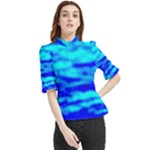 Blue Waves Abstract Series No12 Frill Neck Blouse