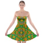 Stars Of Decorative Colorful And Peaceful  Flowers Strapless Bra Top Dress