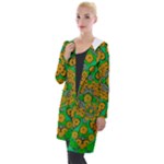 Stars Of Decorative Colorful And Peaceful  Flowers Hooded Pocket Cardigan