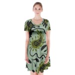 Floral pattern paisley style Paisley print.  Short Sleeve V-neck Flare Dress